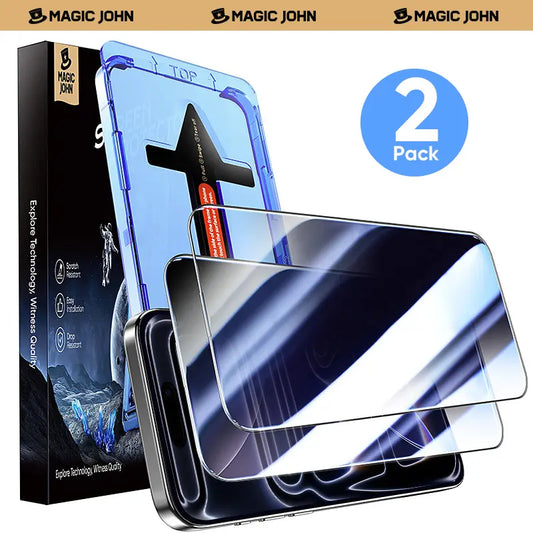 New-MAGIC JOHN 2-Pack Screen Protector for iPhone, Samsung, and Google–Crystal Clear, Scratch-Resistant, Ultra-Smooth Touch, Privacy Protection, Circular Polarized Eye Protection, Easy Installation summerwins