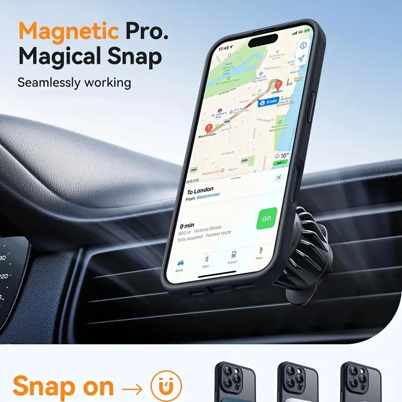 Luxury Magnetic Wireless Charging Phone Case for iPhone 17 16 15 14 13 12 11 Pro Max plus Matte Translucent Hard Pc Armor Shockproof Camera Lens Case
