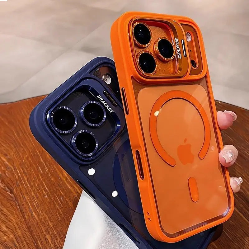 MagSafe-Compatible Protective Phone Guard, Magnetic Snap-On Smartphone Case with Camera Lens Protector, Built-in Metal Ring Stand, Military-Grade Shockproof Acrylic Full Cover for iPhone 11-17 Pro Max - Wireless Accessories, Mother's Day Gift