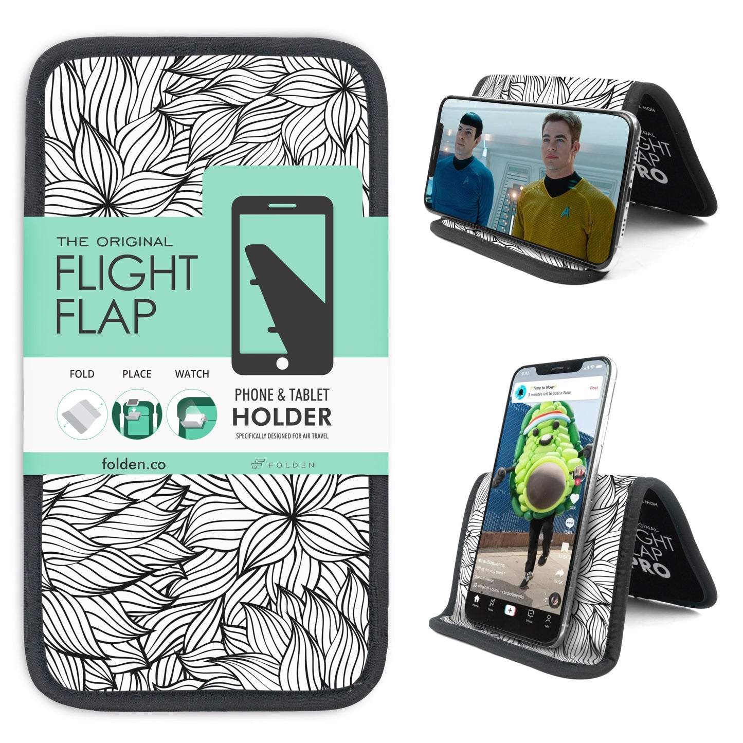 Airplane Phone Holder - Foldable Phone Stand for Plane Travel | Aluminum Build, 9 x 4.3 in. Matte Black Finish, Tabletop Mount Desk, Plane Tray Seat back, Treadmill, Fits iPhone Cell Phone