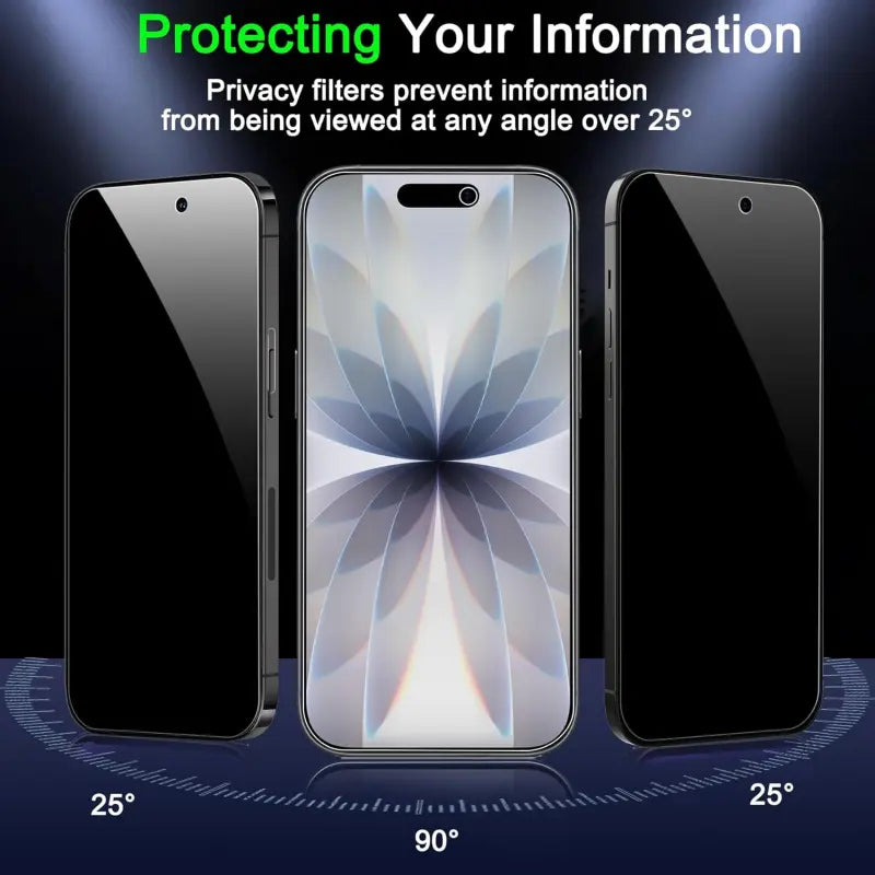 2Pack Privacy Screen Protector for iphone 17 Pro Max 17 Air 16 15 14 13 Pro Max Plus Full Coverage Anti-Spy Tempered Glass Film 9H Hardness Easy Installation Bubble Free [6.3 inch] Anti-Scratch Case Friendly for iphone 17 Pro Max