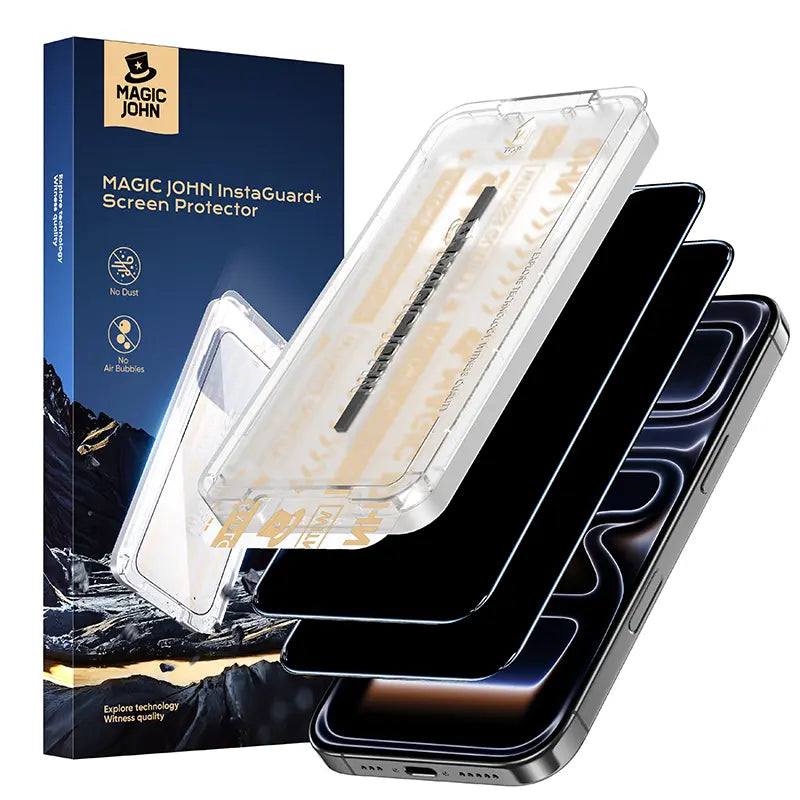New MAGIC JOHN Premium Upgraded Privacy Screen Protector Dustproof Bubble-Free Design Ultra-Clear for iPhone & Samsung