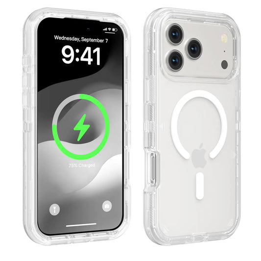 MagSafe Defender Case For iPhone, Multi-Layer Case Hybrid Heavy Duty Shockproof Case, Magnetic Transparent Clear Cover Protective Smartphone Case For 17 Pro Max/17/16/15/14/13 For Apple iPhone 17 Air