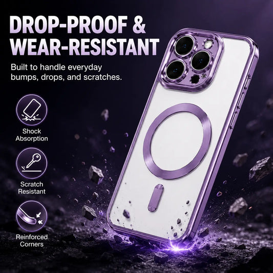 Luxury Transparent MagSafe Wireless Charging Cover for iPhone X,XS,XR,11,12,12 Pro,13,14,15,16,17,17 Air,Pro Max,Plus - Magnetic Soft Silicone Casing, Matte Purple Gradient Glitter Bling, Shockproof Smartphone Cellphone Handheld Devices Accessory