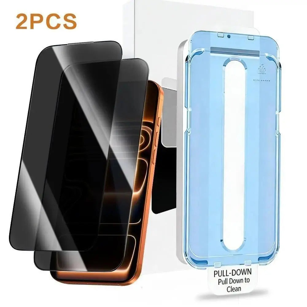 2-Pack Privacy Screen Protector for iPhone 17/16/15/14/13 Pro Max/Plus/Air/E - Full Coverage Anti-Spy Tempered Glass, 9H Hardness, Bubble-Free Installation