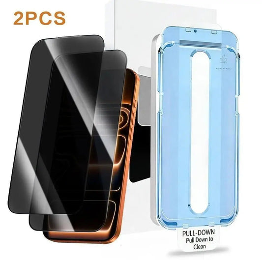 2-Pack Privacy Screen Protector for iPhone 17/16/15/14/13 Pro Max/Plus/Air/E - Full Coverage Anti-Spy Tempered Glass, 9H Hardness, Bubble-Free Installation