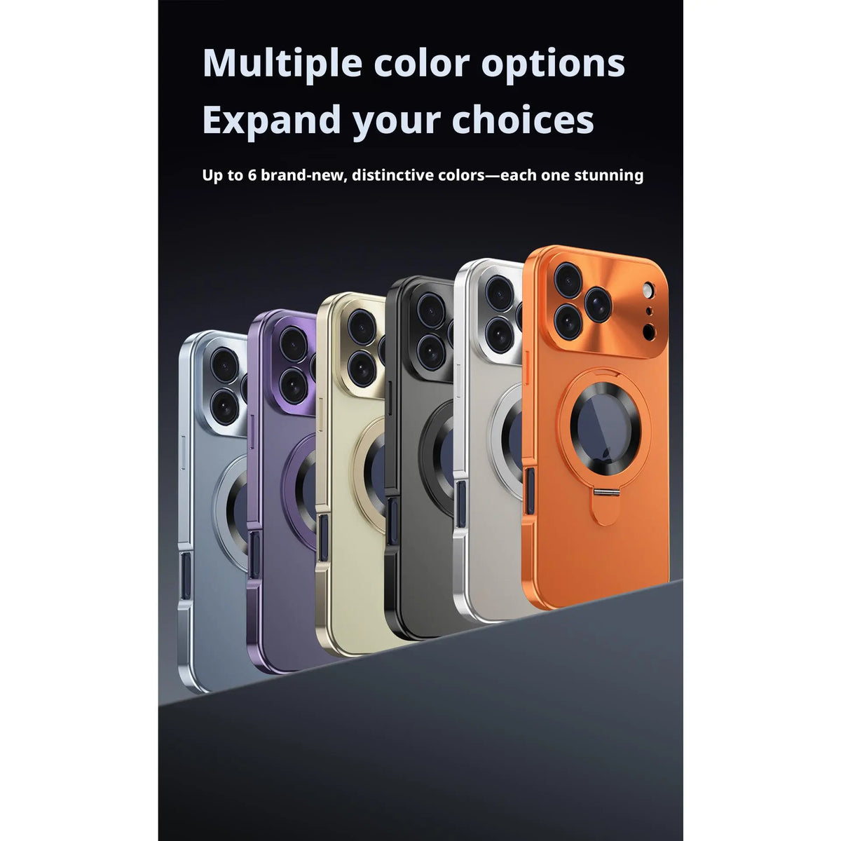 Tempered Glass Magnetic Metal Frame Case with Screen Protector for iPhone 17 Pro Max - Full Cover, Shockproof, Anti-Peep, Integrated Kickstand, Magnetic Mount Compatible, Wireless Charging Supported, Nordic Style Foldable Handheld Support, Wireless Charge