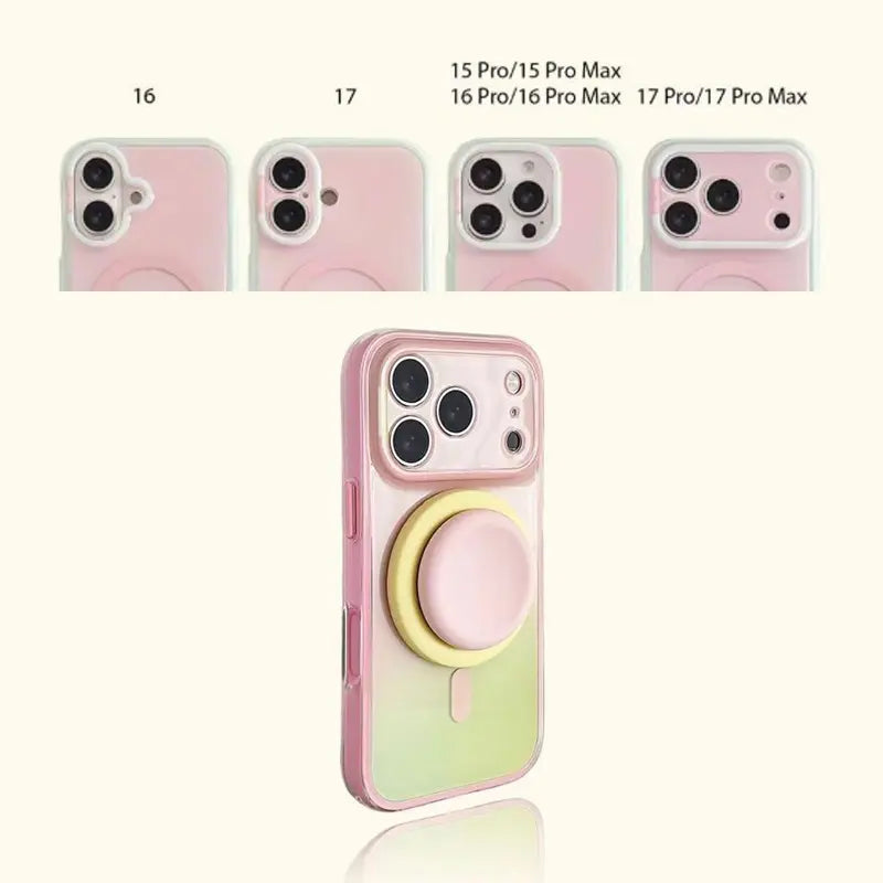 Magnetic 2-in-1 double-layer gradient full-cover AI button case, suitable for iPhone 17/16/15 Pro Max, iPhone 16, iPhone 15 hard case