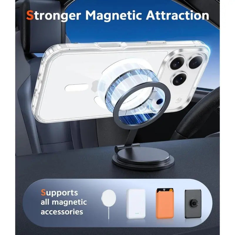 Clear Phone Case For iPhone 17 Pro Max 16 16E 15 14 13 12 11 Pro Plus Air, Magnetic MagSafe Charging Cover, Anti-Yellow UV Resistant, Anti-Fingerprint Slim Shell, Military Shockproof Shatterproof, Full Camera Lens Protection, iPhone 17 Pro Max Case