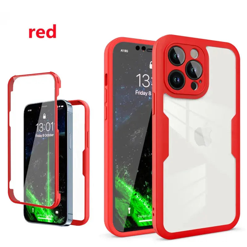 360 Full Body Double-Side Screen Protector Case, Shockproof Smartphone Accessory for iPhone 17 Air/17/16E/16/15/14/13/12 Pro Max Plus, Cellphone Handheld Device Cover
