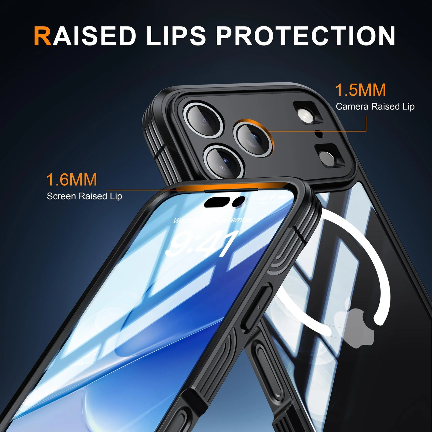 StarTU 360° Full Body Rugged Clear Case for iPhone 17 Pro Max / 16 / 15 – MagSafe Compatible Military Shockproof Cover, Built-in Screen Protector & Camera Lens Protection, Transparent TPU Bumper Case