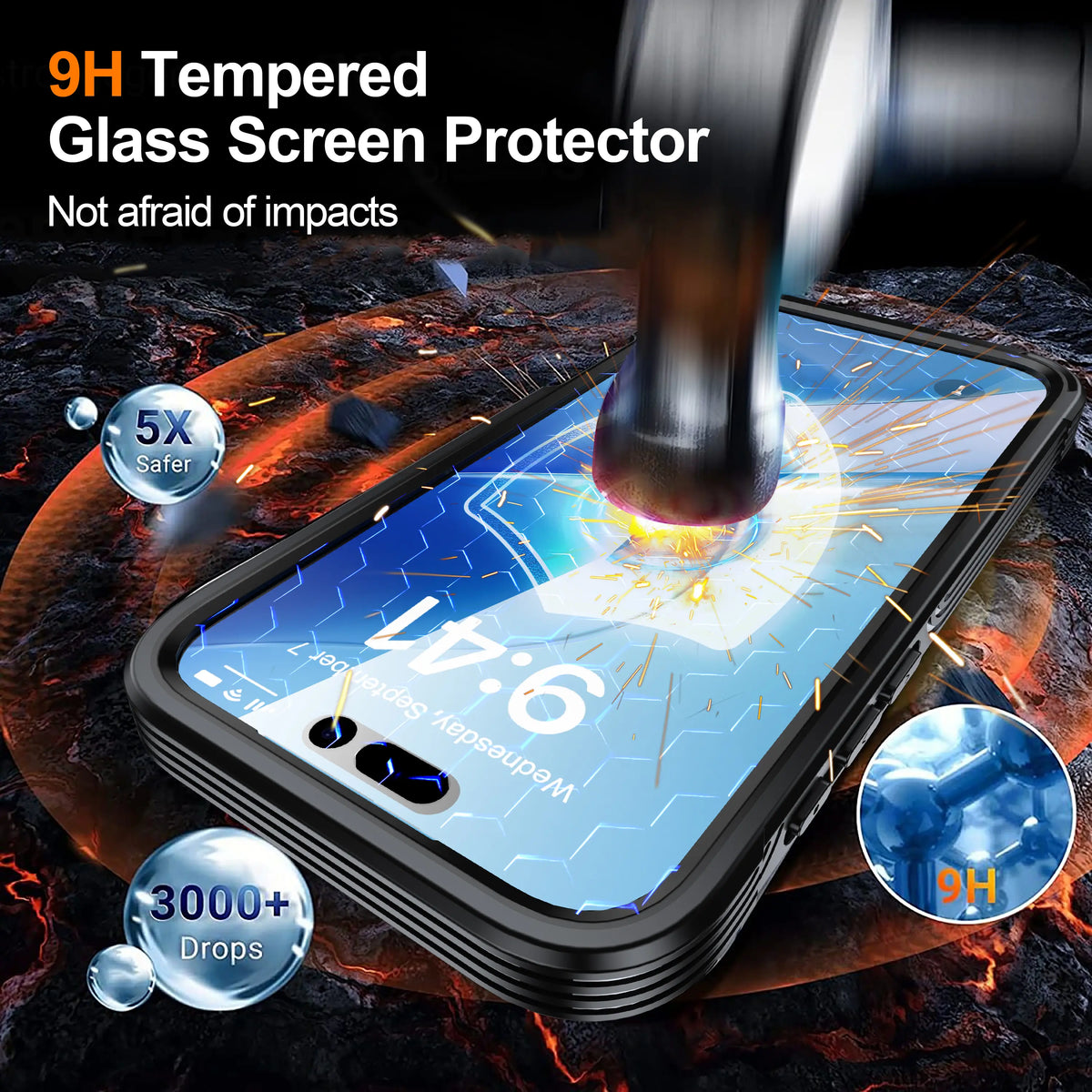 Magnetic Full Protection Case For iPhone 17 Pro Max/Air 16 Pro Max/Plus/Pro, 9H Screen Protector, Military Grade Protection, Fit for MagSafe, Silicone Edge Double Sided Tempered Glass Shockproof Anti Peep Full Body Case