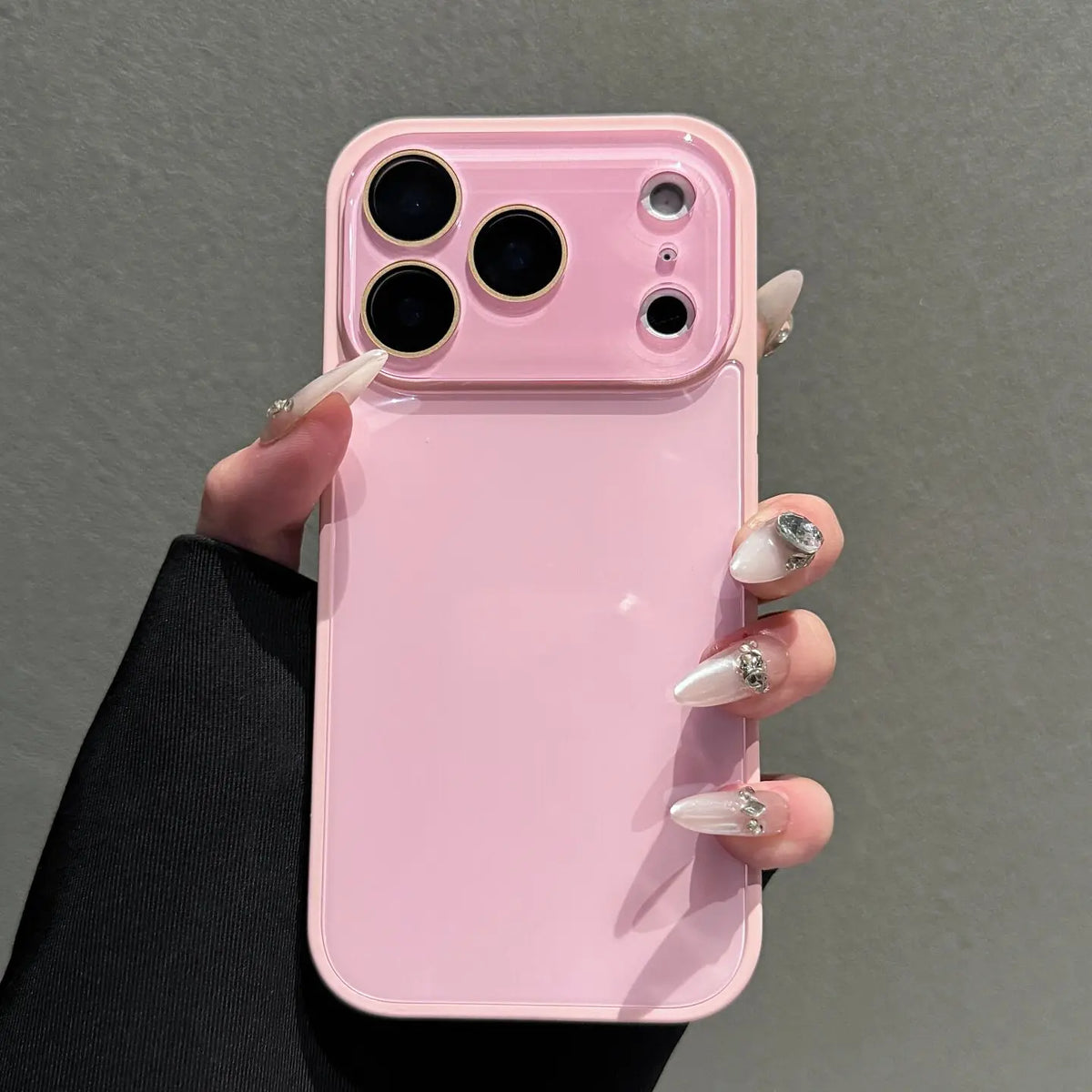Cute Bright Pink Glossy Phone Case, Skin-Feel Soft TPU Bumper & Hard PC Back, Full Lens Protection, Minimalist Pink & White, Compatible with iPhone 17/16/15/14/13/12/11 Pro Max Plus Air 17E 16E MINI