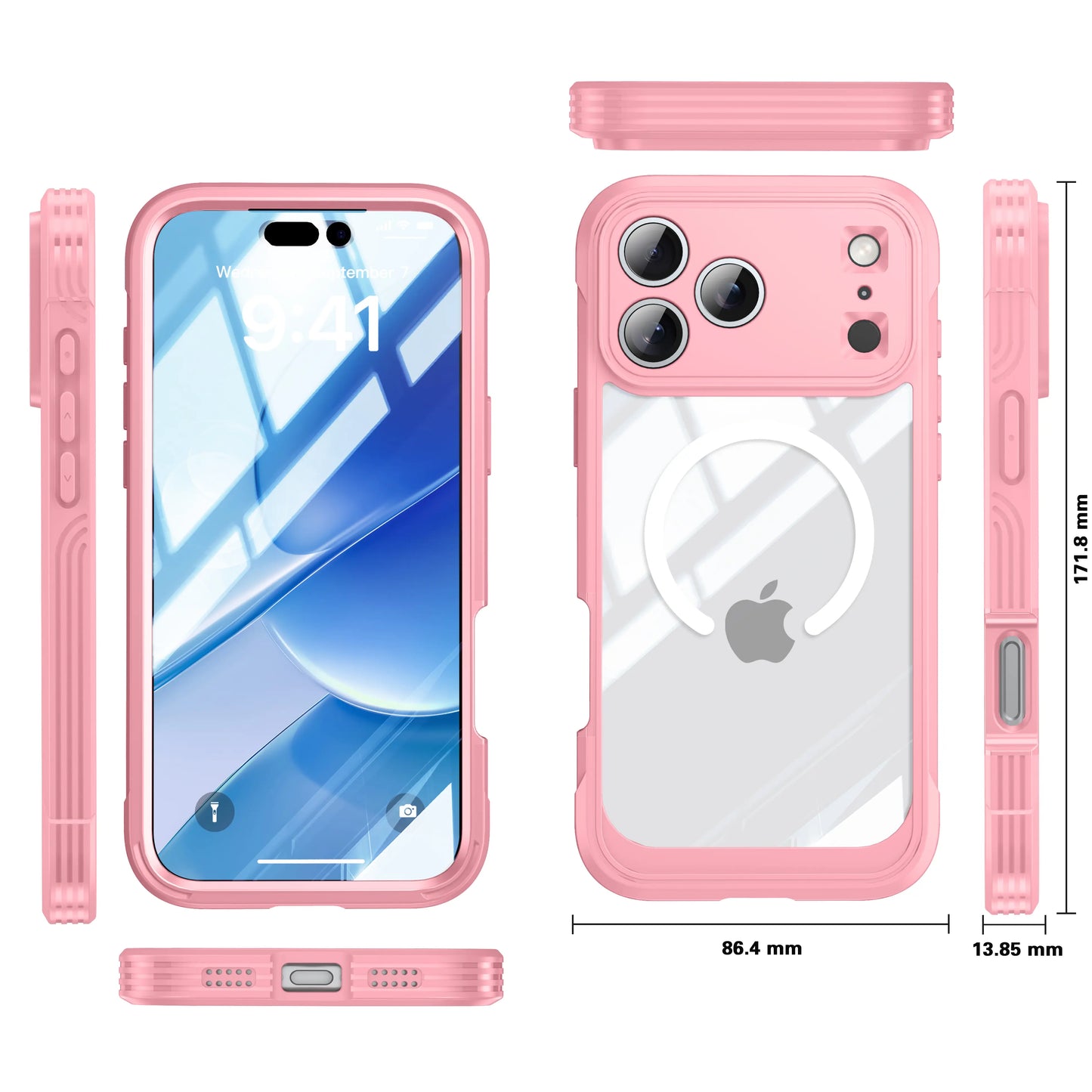 Full Body Case for iPhone 17 Pro Max 17 Air 16 15 Pro Max Plus, with Built-in Tempered Glass Screen Protector, Magnetic MagSafe Compatible, Military Shockproof Silicone Bumper Rugged Heavy Duty Phone Cover
