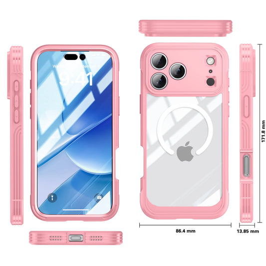 Full Body Case for iPhone 17 Pro Max 17 Air 16 15 Pro Max Plus, with Built-in Tempered Glass Screen Protector, Magnetic MagSafe Compatible, Military Shockproof Silicone Bumper Rugged Heavy Duty Phone Cover