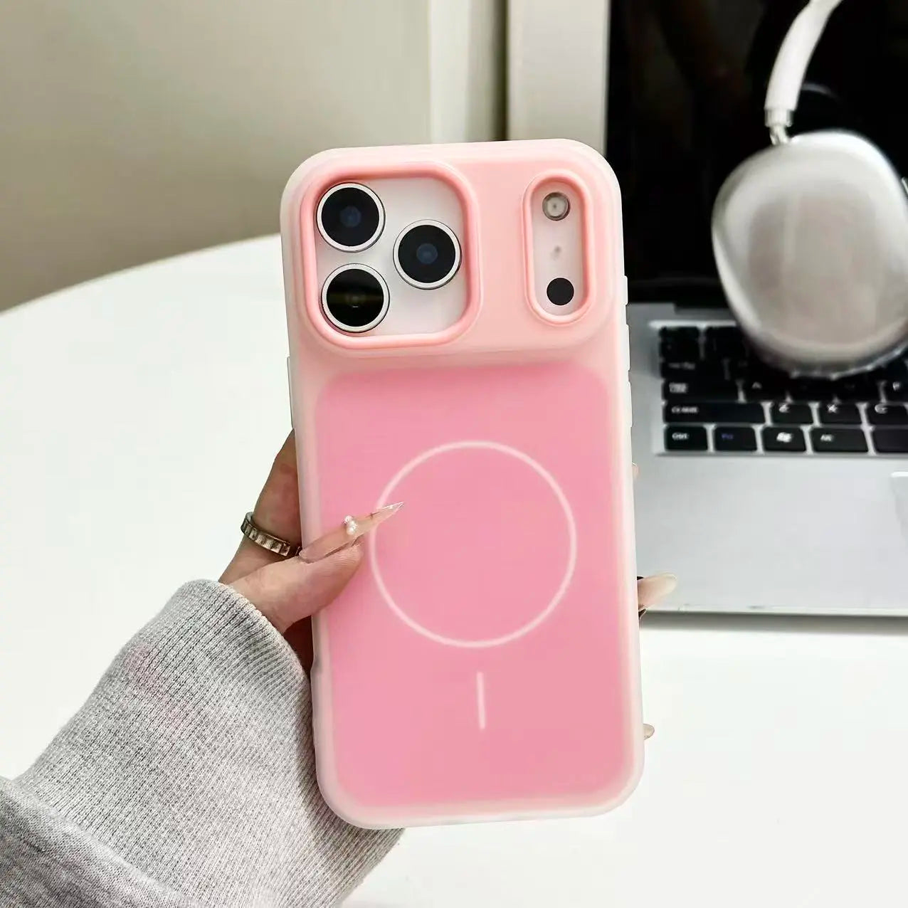 HISTORYOO Case for iPhone 17 Pro Max 16 15 14 Plus 13 12 11 Pro Magnetic Magsafe (pop socket no support only Fit Flat wireless charging) Defender 2 In 1 Dual Layer Jelly Soft Matte Clear Silicone Hybrid Candy Color-Blocking PC Shockproof Luxury Back Cover