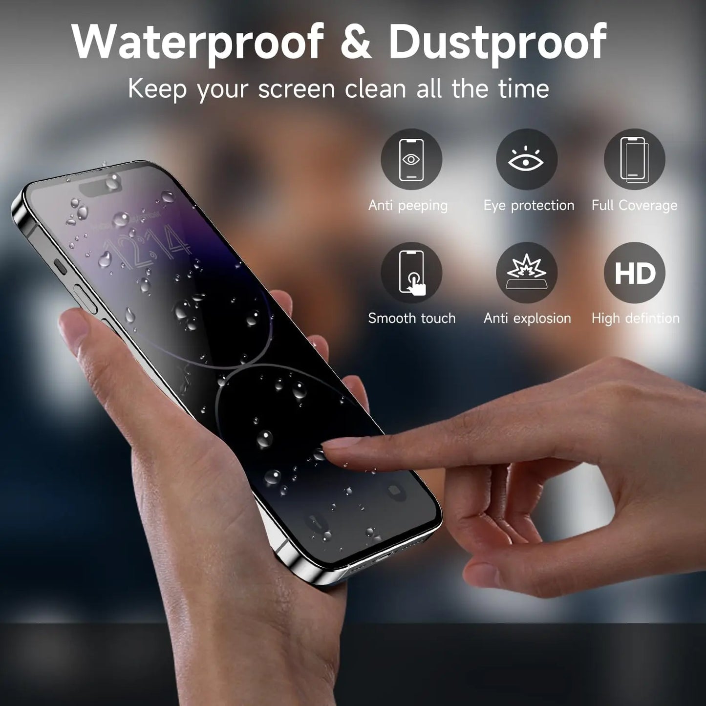 4Pcs Privacy Screen Protector Tempered Glass Compatible For iPhone 16 17 15 14 13 12 11 16e Plus Air Pro Max Anti Spy Tempered Glass Privacy Screen Protector Pro Max Tempered Glass Protector protective