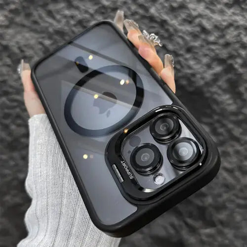 Luxury Magnetic Shockproof Phone Case For iPhone 17 Pro Max 16 15 14 13 12 11 Magsafe Funda Stand Glass Lens Protector Cover