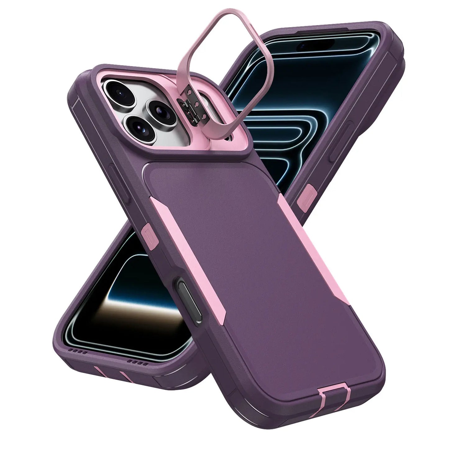 For iPhone 17 Pro Max 16 15 14 13 12 Case with Stand, Drop Proof 2-Layer Full Body Protection, Heavy-Duty Shockproof Protection, Rugged Phone Cover