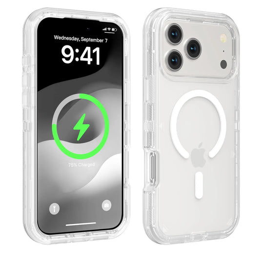 ROTUNOE 3 Layer Case for iPhone 17 Pro Max 17 Air 16 15 14 13 Pro Max, Magnetic MagSafe Defender Case, Hybrid Heavy Duty Shockproof Case, Transparent Clear Cover summerwins,back to school