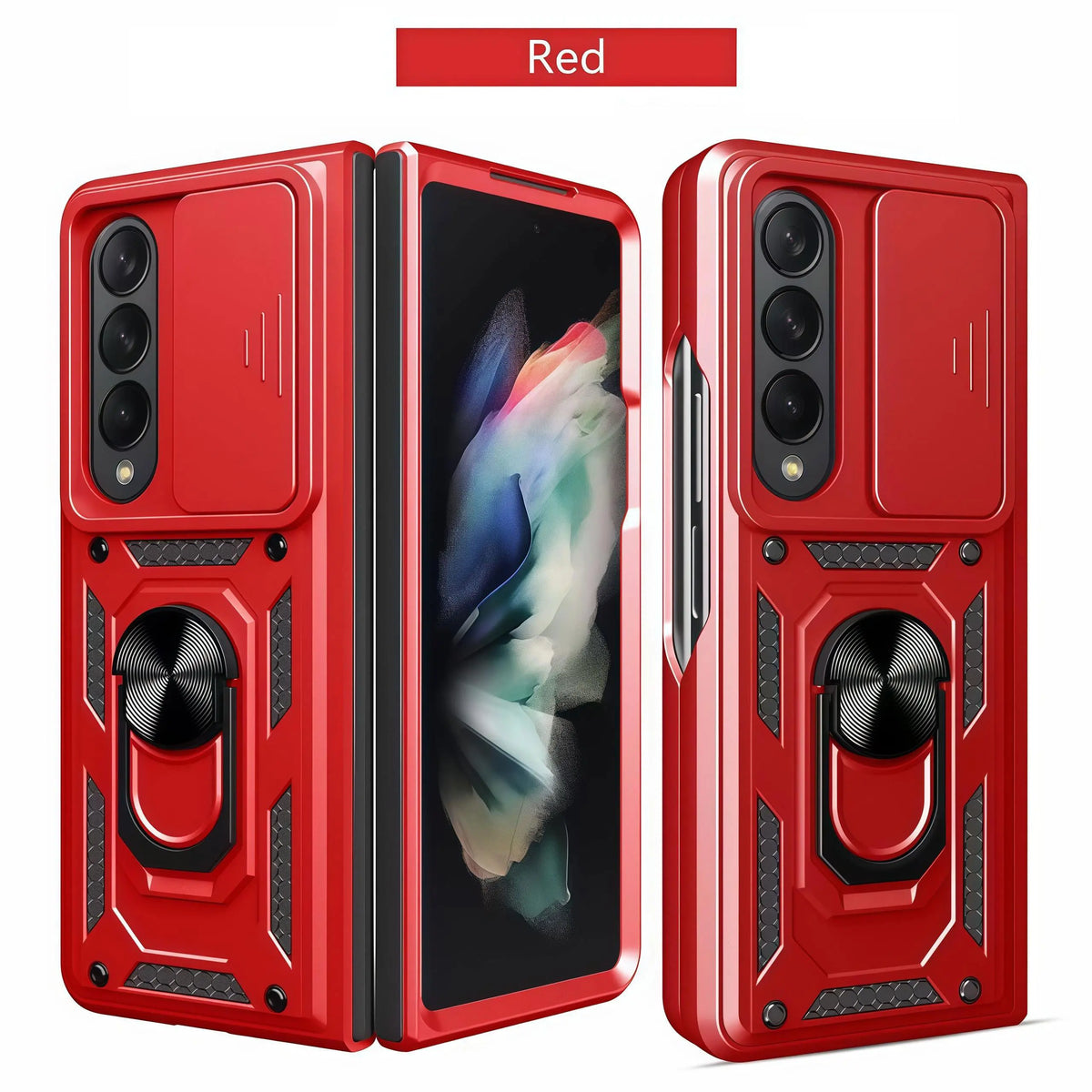 Heavy Duty Armor Phone Case For Samsung Galaxy Z Fold 4 | Camera Lens Protector & Ring Stand Cover Phone Case For Z Fold 3/4/5/6/7 Transparent Soft Silicone Phone CasesShell Tough Phone Cover fashion gift,anti-drop case#SJTCK tiktokshopbacktoschool