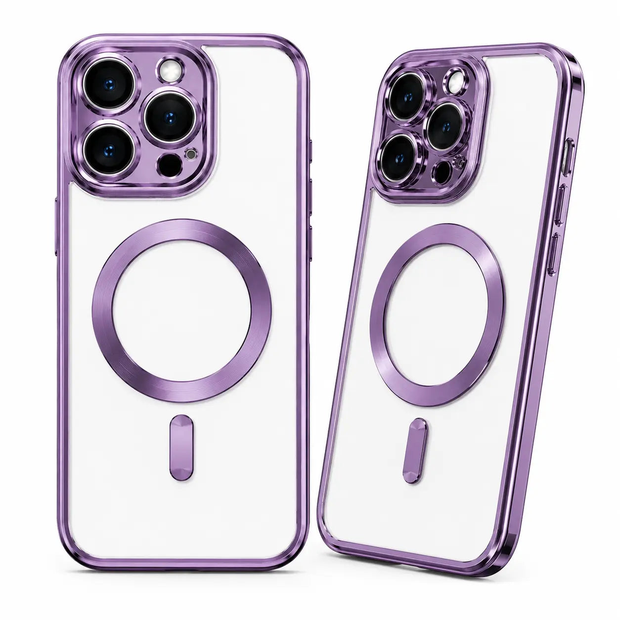 Luxury Transparent MagSafe Wireless Charging Cover for iPhone X,XS,XR,11,12,12 Pro,13,14,15,16,17,17 Air,Pro Max,Plus - Magnetic Soft Silicone Casing, Matte Purple Gradient Glitter Bling, Shockproof Smartphone Cellphone Handheld Devices Accessory
