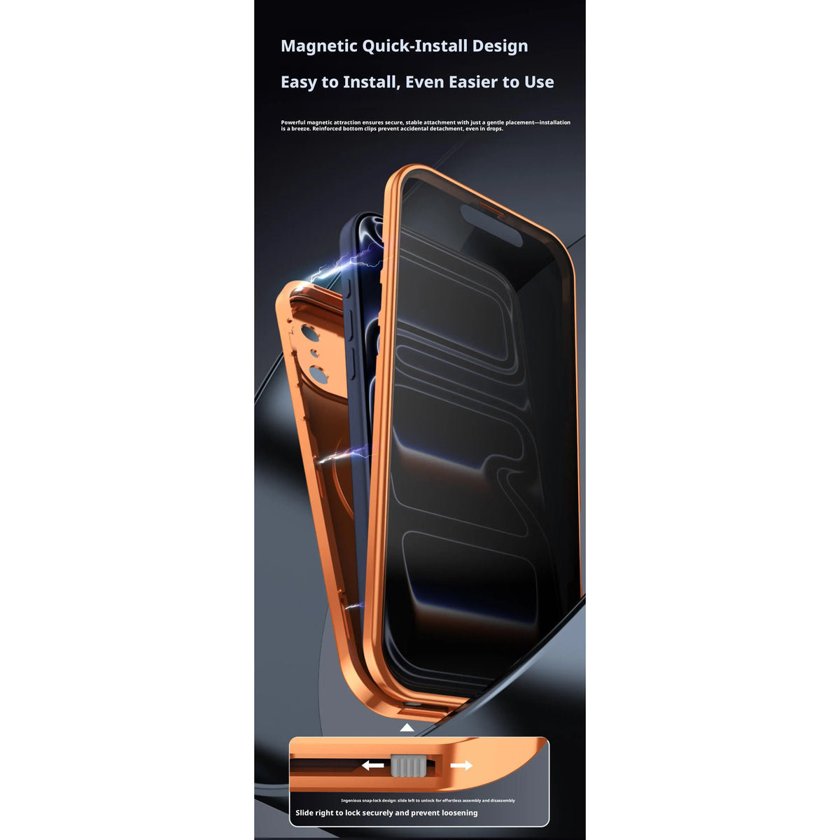 Tempered Glass Magnetic Metal Frame Case with Screen Protector for iPhone 17 Pro Max - Full Cover, Shockproof, Anti-Peep, Integrated Kickstand, Magnetic Mount Compatible, Wireless Charging Supported, Nordic Style Foldable Handheld Support, Wireless Charge