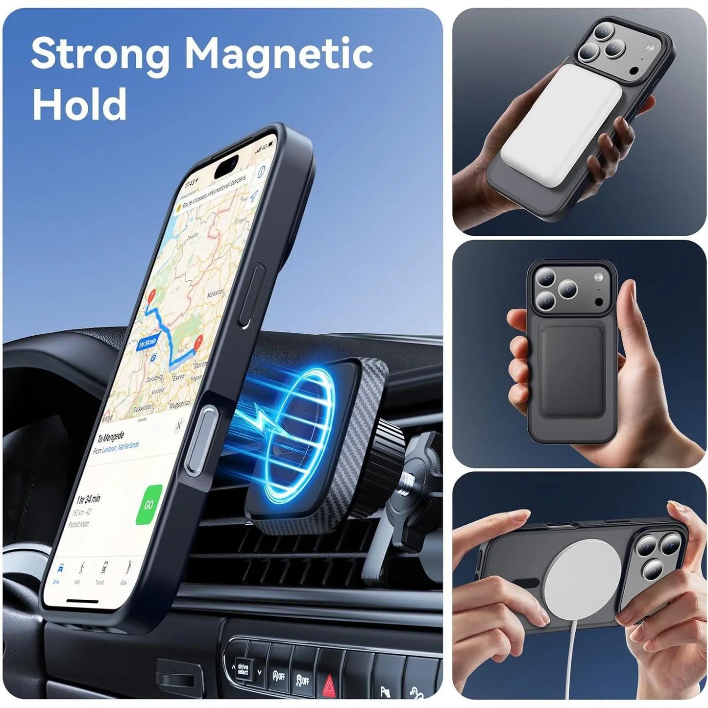 Magnetic for iPhone 17 16 15 14 13 12 Fit for MagSafe Military-Grade ,iphone 17 pro max phone cases Drop Protection Translucent Matte  Black phone cases  Durable Shockproof Protective,for Men Women Girls