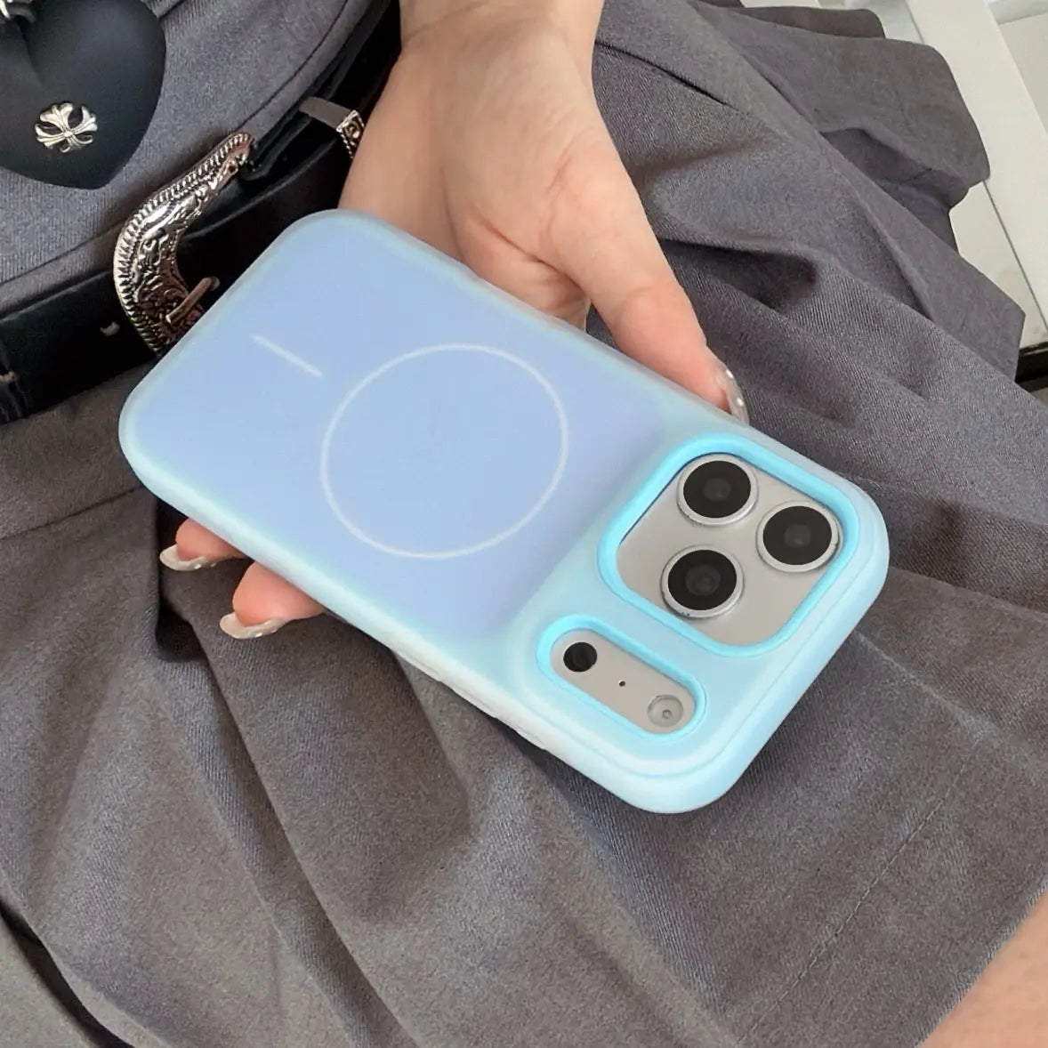 HISTORYOO Case for iPhone 17 Pro Max 16 15 14 Plus 13 12 11 Pro Magnetic Magsafe (pop socket no support only Fit Flat wireless charging) Defender 2 In 1 Dual Layer Jelly Soft Matte Clear Silicone Hybrid Candy Color-Blocking PC Shockproof Luxury Back Cover