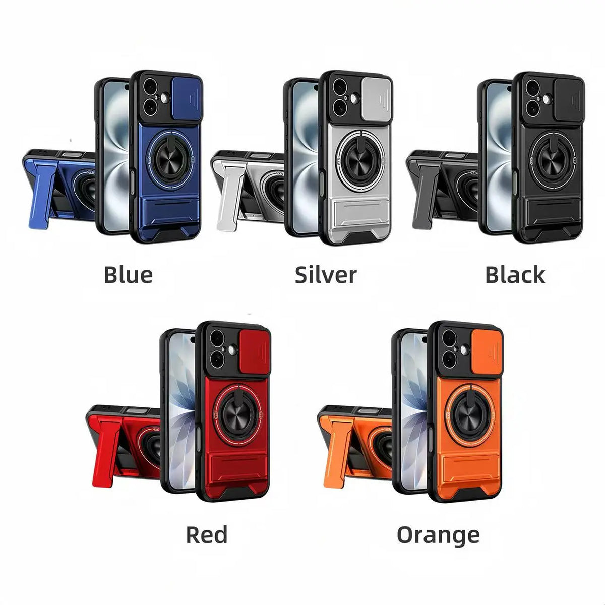 New Mecha Push Window Phone Case, Ring Military Grade Shockproof Cover For iPhone 17/16/15/11 Pro Max & Samsung S26ULTRA S26PLUS S26 S25 S24 S23 S22 21 20