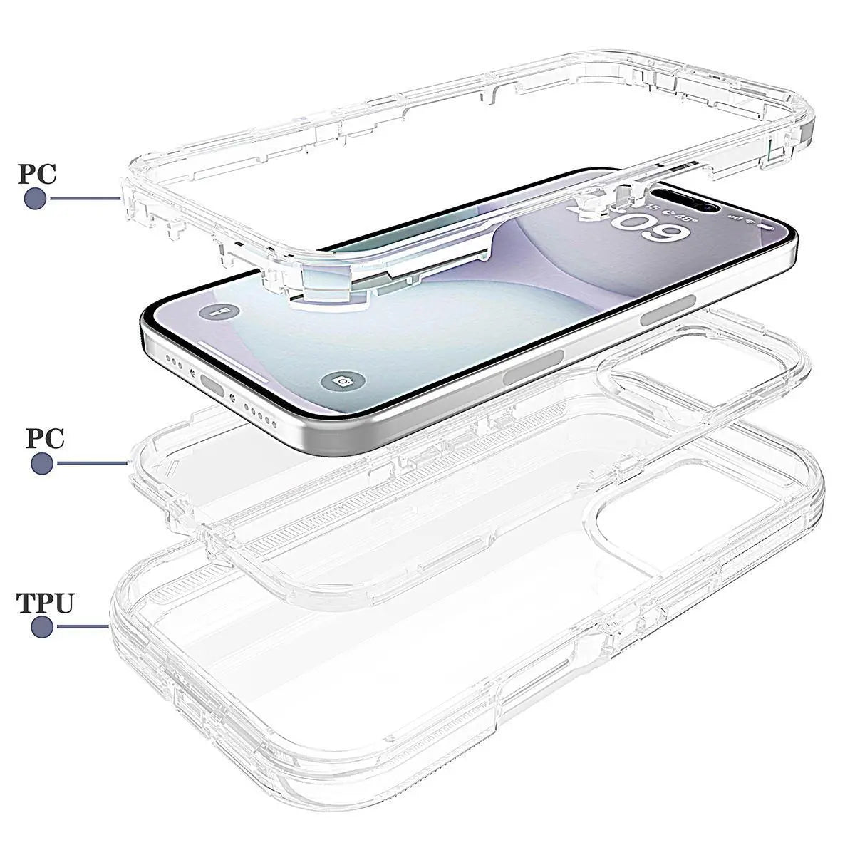 3-Layer Shockproof Clear Case for iPhone 17 Pro Max 16 15 14 13 12 11 Pro Max, Heavy Duty Transparent Military-Grade Drop Protection Cover for iPhone 17 Air iPhone Air