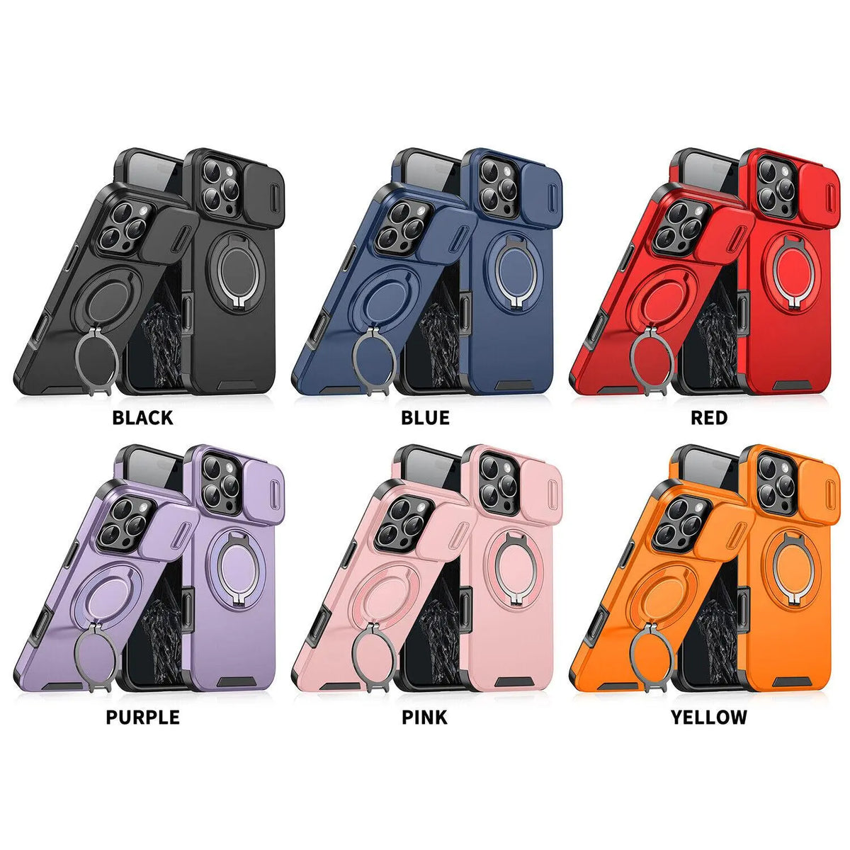 OREKROY Case For iPhone 17 Pro Max 17 Air 17 Pro 17 16 15 14 Plus 13 12 with Slide Camera Lens Protection Cover,360 Rotating Ring Kickstand MagSafe Magnetic Holder Military Grade Shockproof Protective Phone Cover