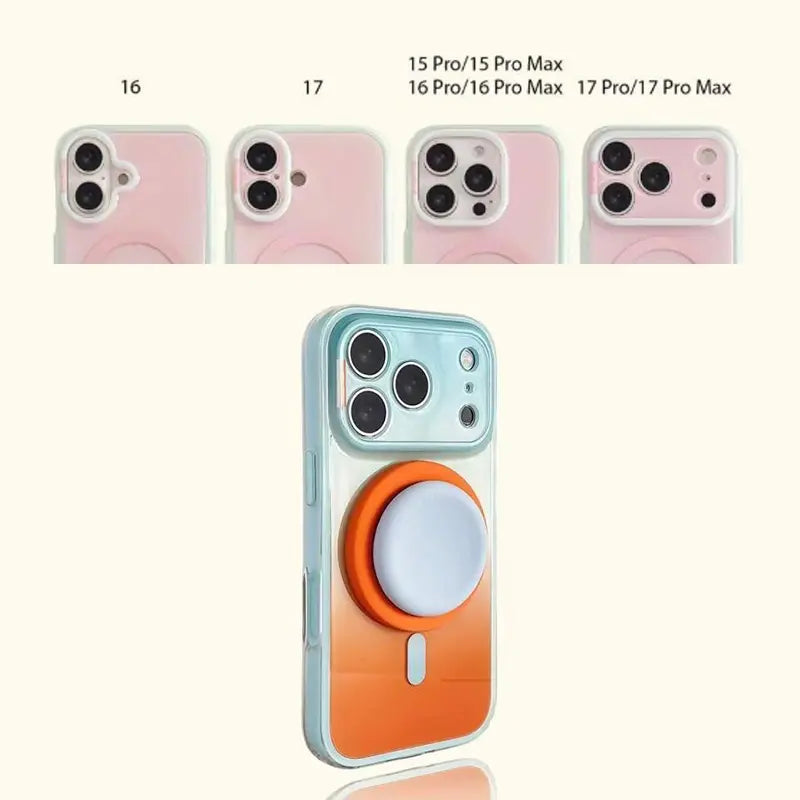 Magnetic 2-in-1 double-layer gradient full-cover AI button case, suitable for iPhone 17/16/15 Pro Max, iPhone 16, iPhone 15 hard case