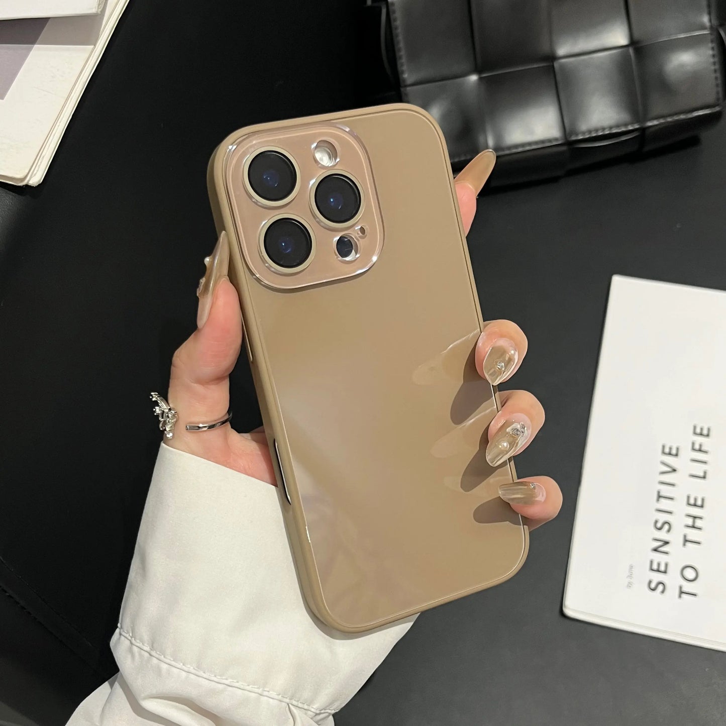 Cute Bright Pink Glossy Phone Case, Skin-Feel Soft TPU Bumper & Hard PC Back, Full Lens Protection, Minimalist Pink & White, Compatible with iPhone 17/16/15/14/13/12/11 Pro Max Plus Air 17E 16E MINI