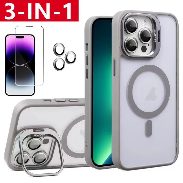 3-in-1 Shockproof Stand Protective Case for iPhone 17 Pro Max 17 16 15 14 13 12 11, with Screen Protector & Camera Lens Protector iPhone Case Cover