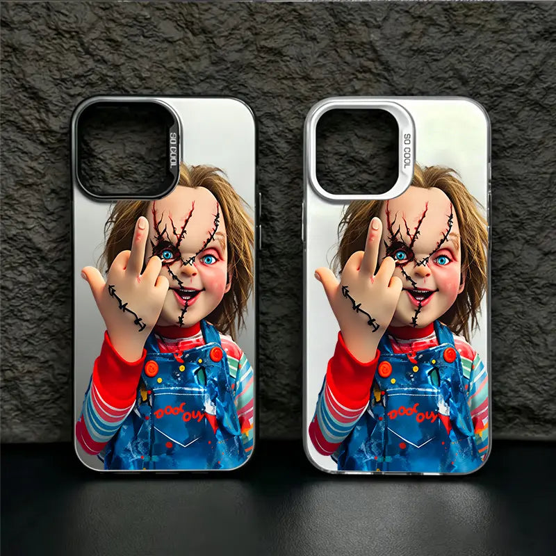 Chucky Creepy Gesture Pattern TPU phone case for iPhone 17 Air 16 Pro Max 15 14 Plus 13 12 11 XR XS Samsung Galaxy S26 S25 Ultra S24 S23 S22 Plus S21 stylish camera protection Shockproof Anti Drop Durable Phone Case.