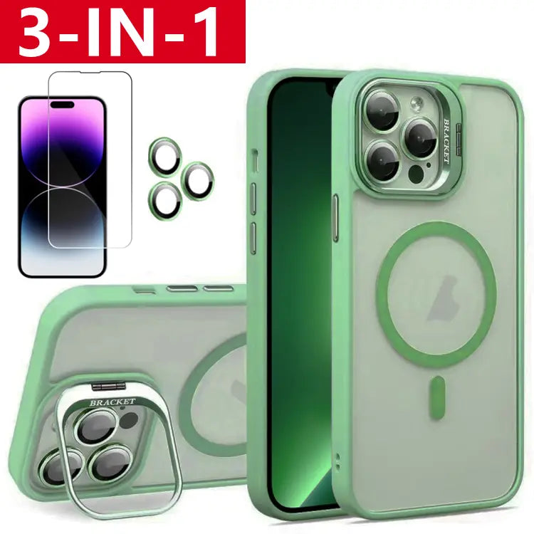 3-in-1 Shockproof Stand Protective Case for iPhone 17 Pro Max 17 16 15 14 13 12 11, with Screen Protector & Camera Lens Protector iPhone Case Cover