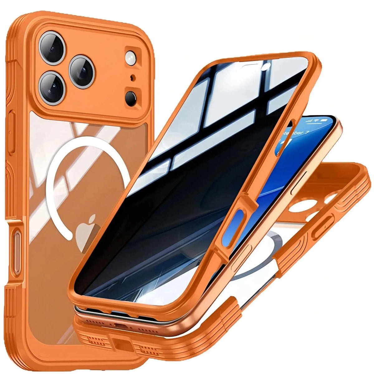 StarTU 360° Full Body Rugged Clear Case for iPhone 17 Pro Max / 16 / 15 – MagSafe Compatible Military Shockproof Cover, Built-in Screen Protector & Camera Lens Protection, Transparent TPU Bumper Case
