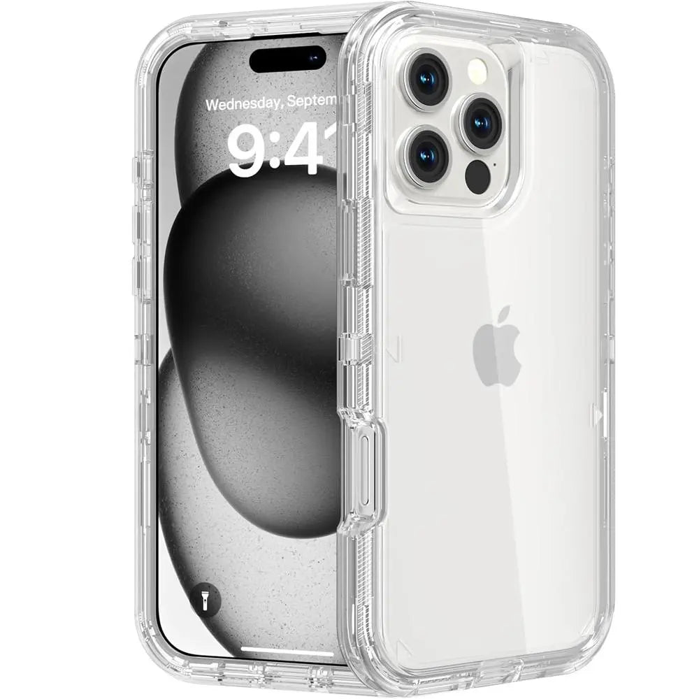 3-Layer Shockproof Clear Case for iPhone 17 Pro Max 16 15 14 13 12 11 Pro Max, Heavy Duty Transparent Military-Grade Drop Protection Cover for iPhone 17 Air iPhone Air