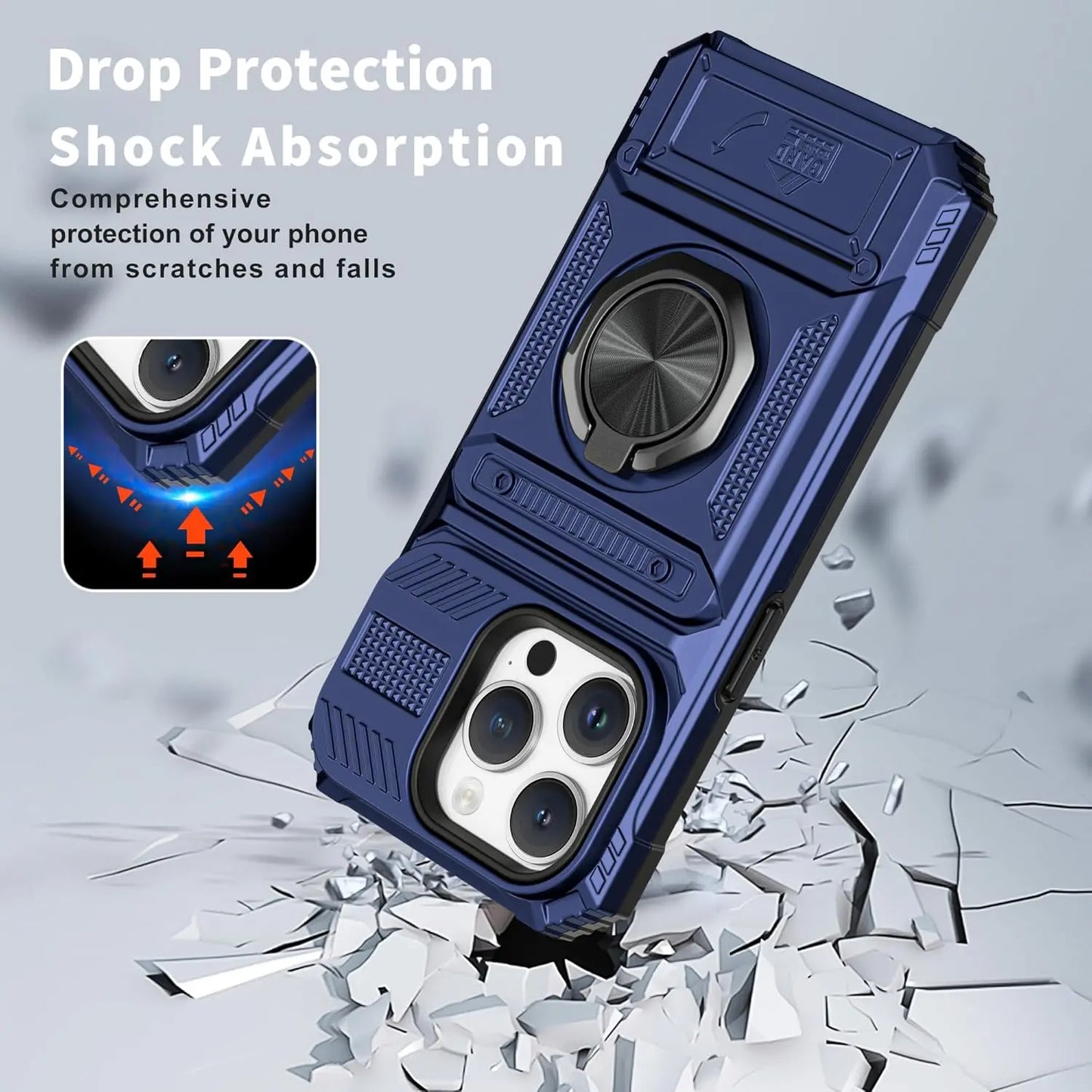 Phone Cases for iPhone 17 Pro Max 16 16E15 14 13 12 11 Pro Max Plus Wallet Case with Card Holder [Store 2 Cards] + 360° Magnetic Rotatable Ring Stand Kickstand Heavy Duty Protective Wallet Phone Case for iPhone 17 Pro for Women Men