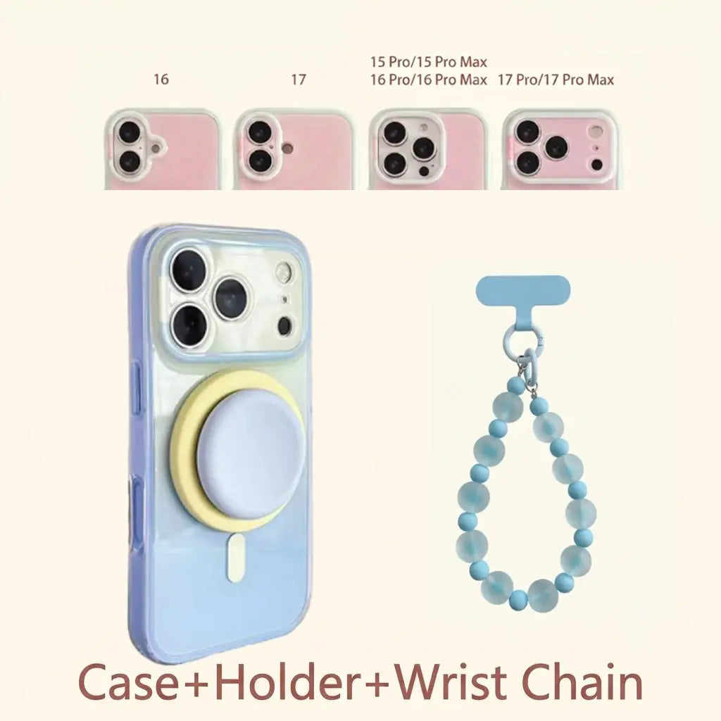 Magnetic 2-in-1 double-layer gradient full-cover AI button case, suitable for iPhone 17/16/15 Pro Max, iPhone 16, iPhone 15 hard case