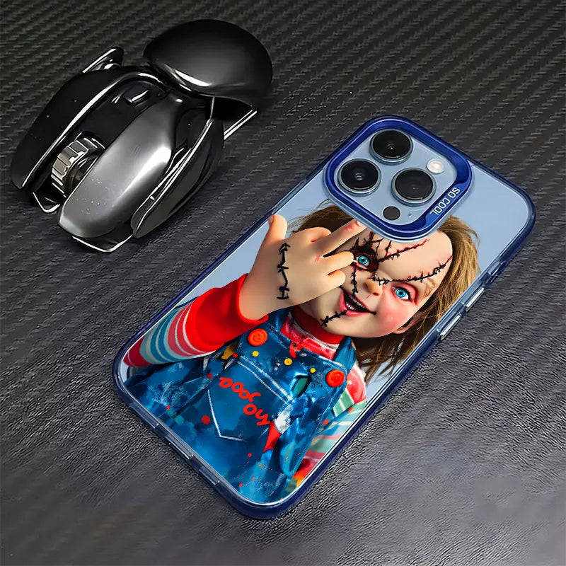 Chucky Creepy Gesture Pattern TPU phone case for iPhone 17 Air 16 Pro Max 15 14 Plus 13 12 11 XR XS Samsung Galaxy S26 S25 Ultra S24 S23 S22 Plus S21 stylish camera protection Shockproof Anti Drop Durable Phone Case.