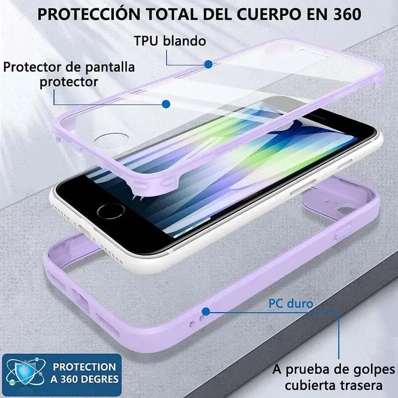 360 Full Body Double-Side Screen Protector Case, Shockproof Smartphone Accessory for iPhone 17 Air/17/16E/16/15/14/13/12 Pro Max Plus, Cellphone Handheld Device Cover