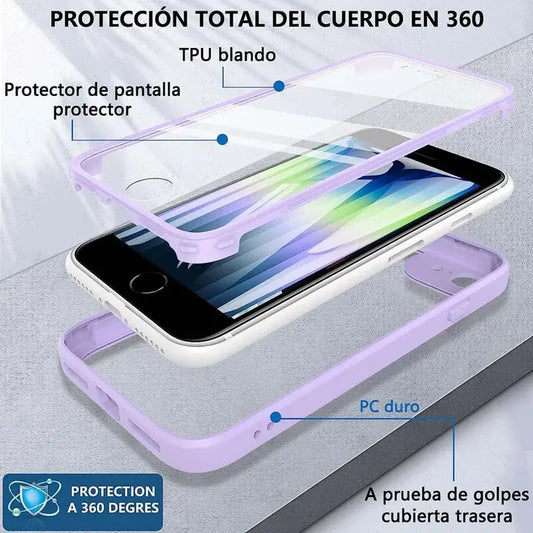 360 Full Body Double-Side Screen Protector Case, Shockproof Smartphone Accessory for iPhone 17 Air/17/16E/16/15/14/13/12 Pro Max Plus, Cellphone Handheld Device Cover